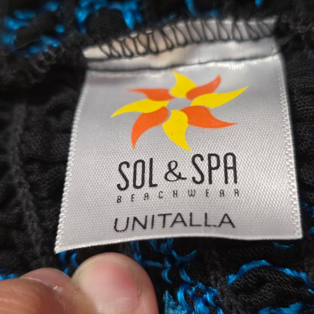 Y2k Coastal Mermaid Beach Sundress Sol & Spa Black Blue Sequin One Size - Picture 4 of 6